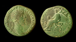 Commodus, Sestertius, Emperor Seated reverse